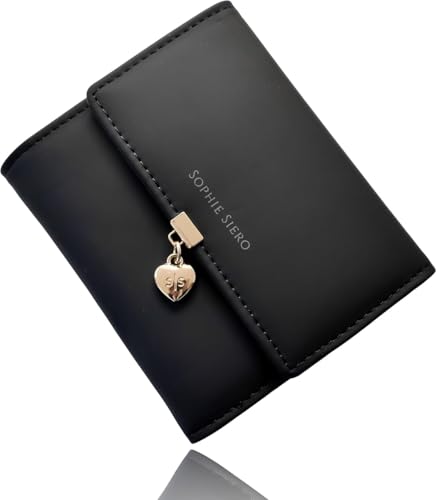 Sophie Siero Geldbeutel Damen glattem und weichem Leder Geldbörse Frauen klein - Portemonnaie Mädchen mit vielen Fächern (Schwarz) von Sophie Siero