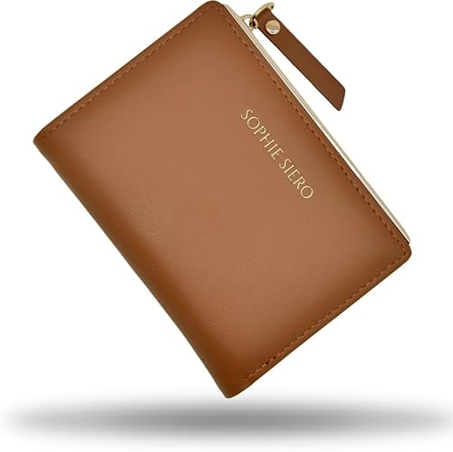 Geldbörse klein braun Damen - Braunes Portemonnaie mit munzfach Sophie Siero Lois - Geldbeutel mit goldenen Details von Sophie Siero