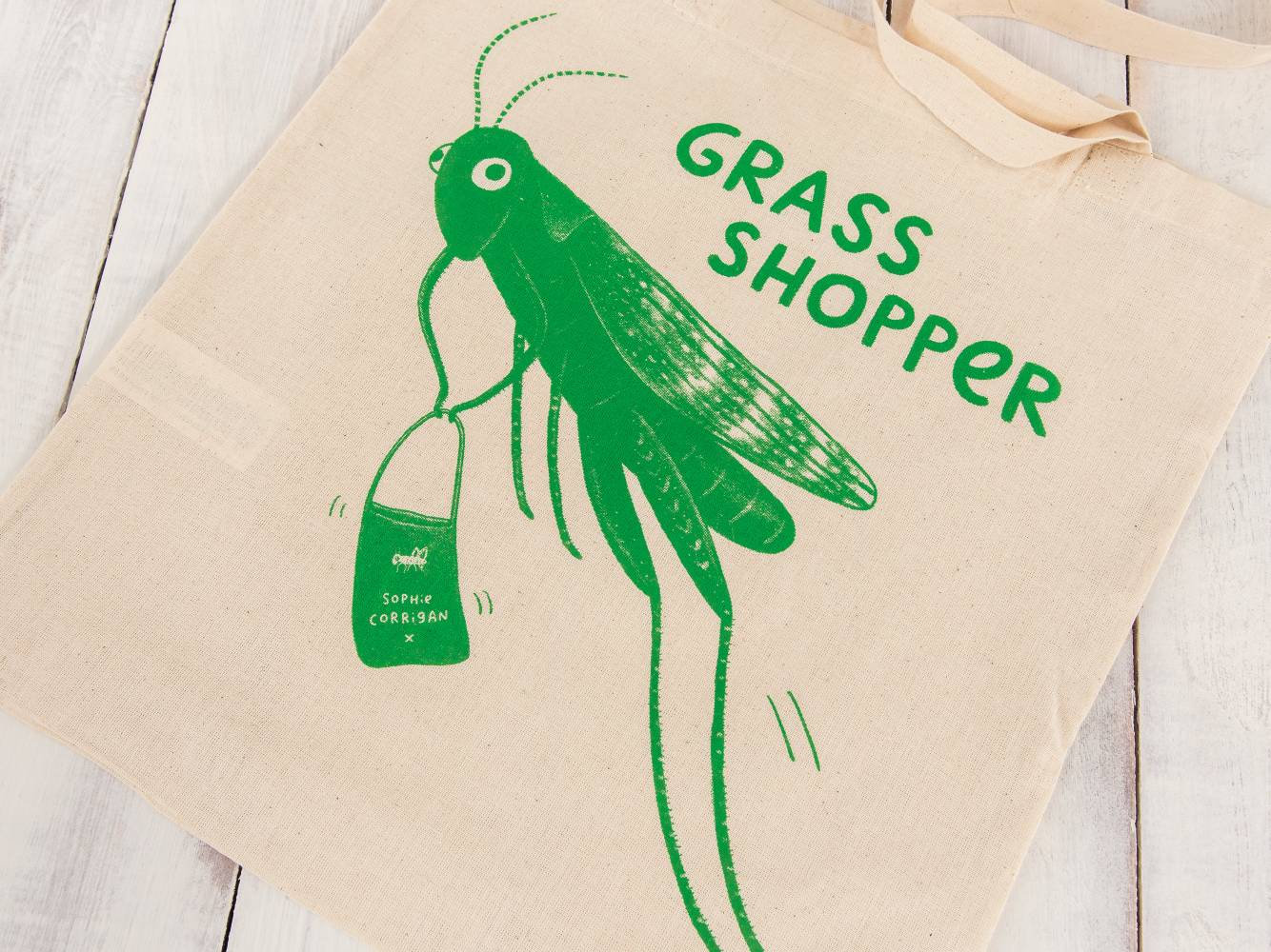 Grass Shopper Einkaufstasche Handbedruckte Umweltfreundliche Grasshopper-Einkaufstasche Grass Shopper Einkaufstasche Handbedruckte Umweltfreundliche Grasshopper-Einkaufstasche von SophieCorriganShop