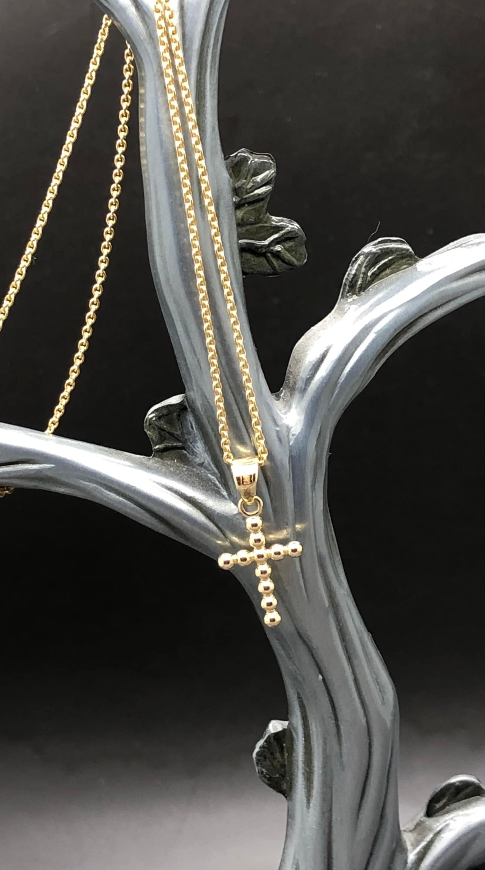 Kreuz Anhänger 585 Gold Mit A-Kette von SophieDesmoulin