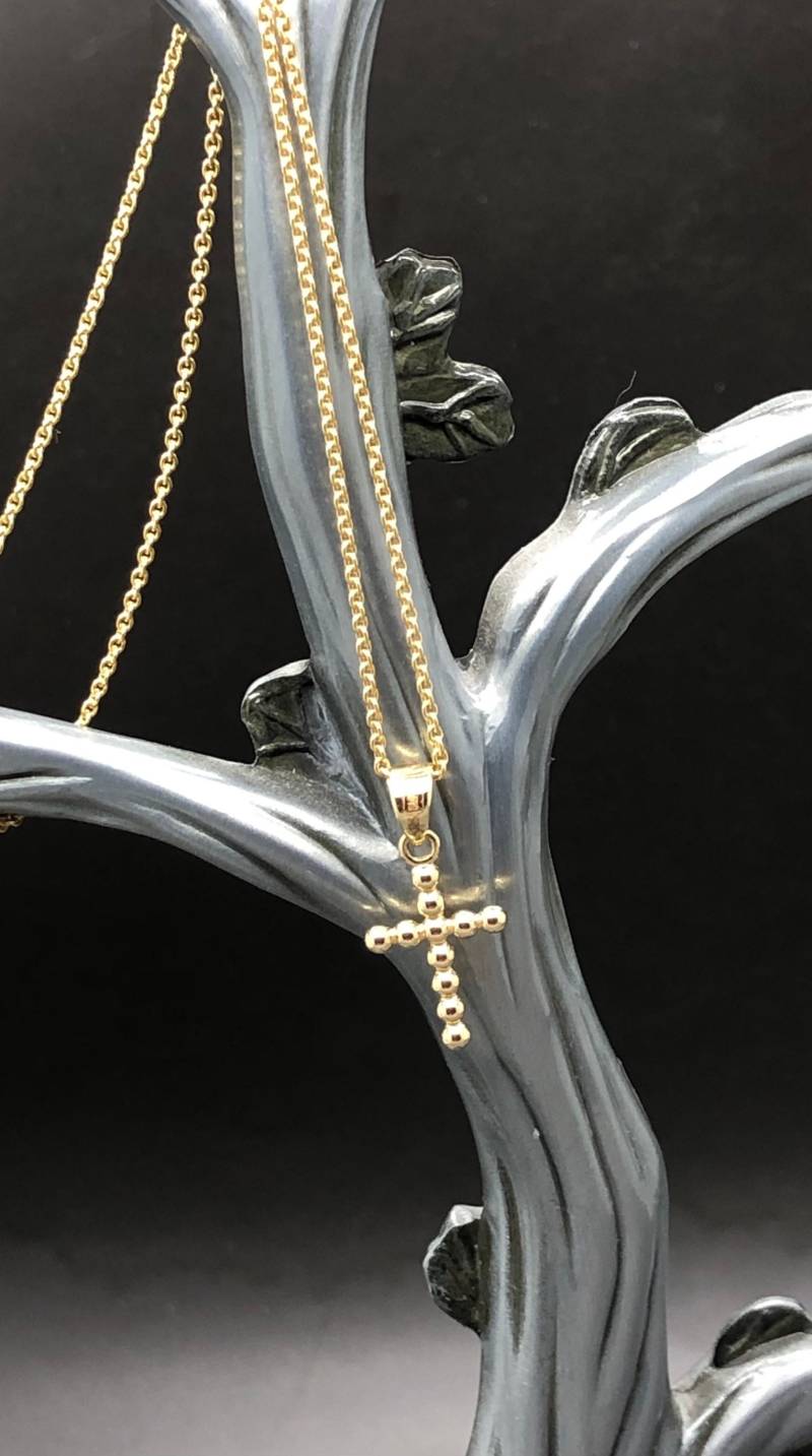 Kreuz Anhänger 585 Gold Mit A-Kette von SophieDesmoulin