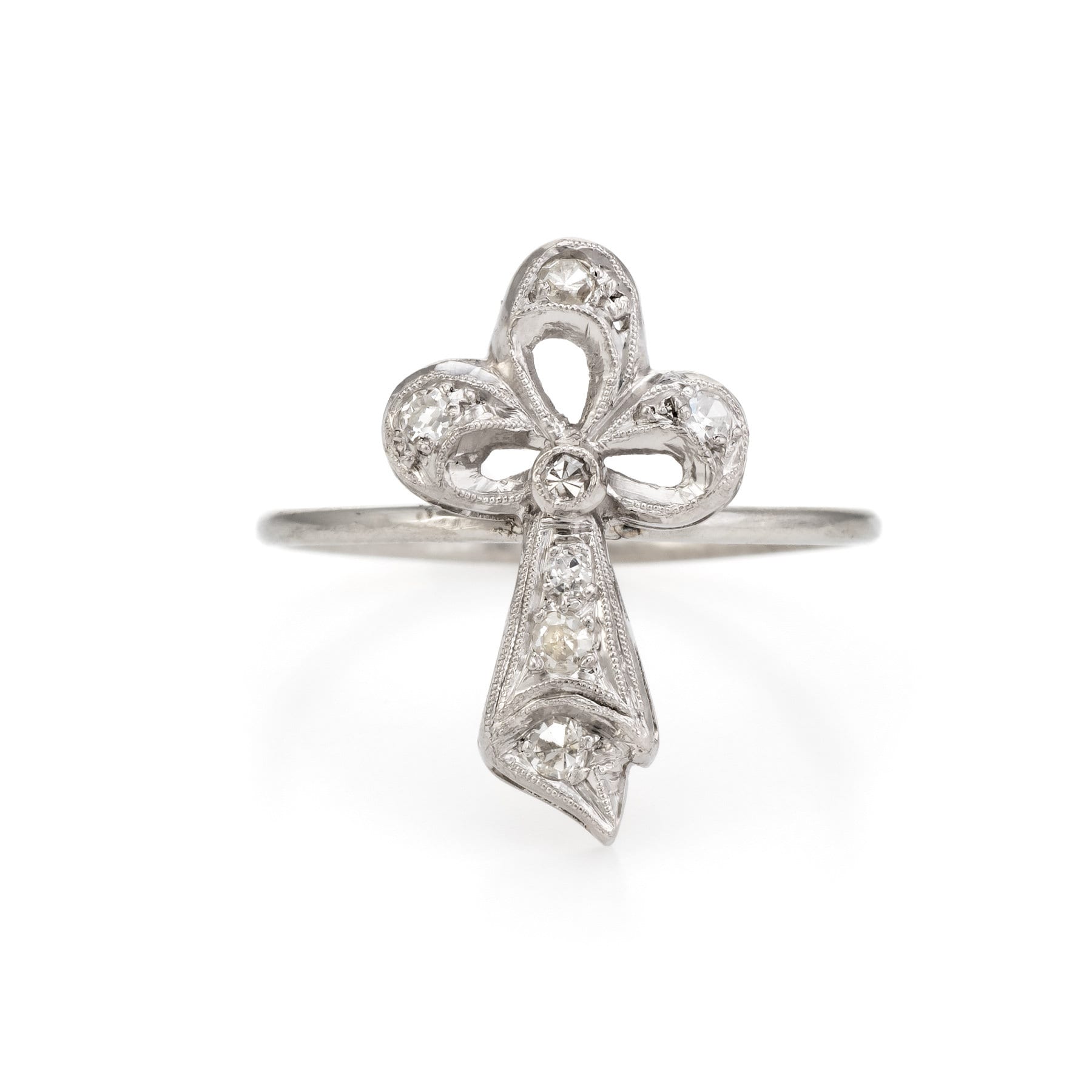 Antike Klee Umwandlung Ring Art Deco Diamant 14K White Gold Platin Fine von SophieJaneJewels