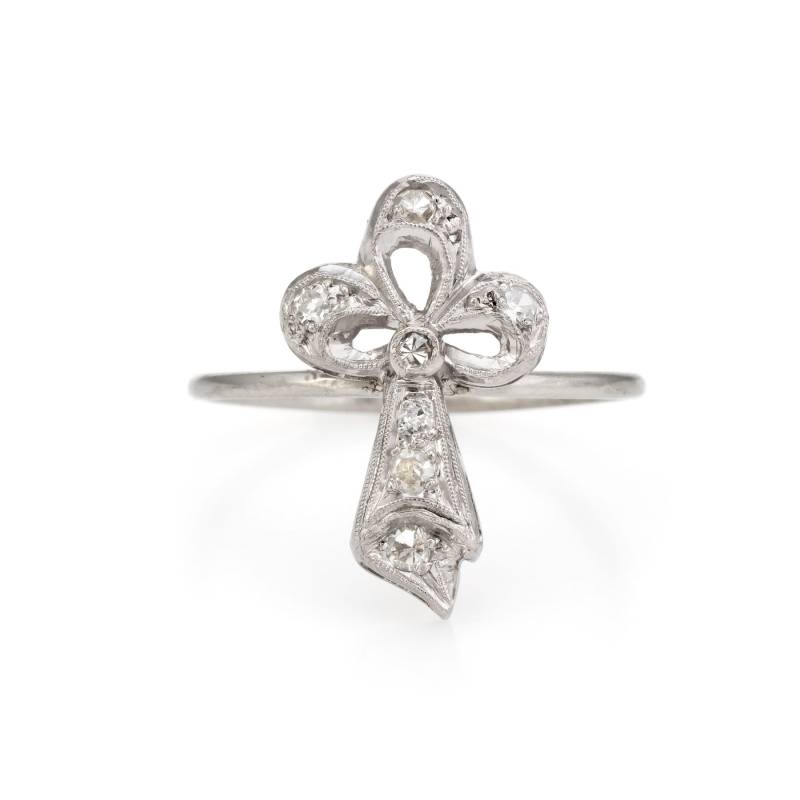 Antike Klee Umwandlung Ring Art Deco Diamant 14K White Gold Platin Fine von SophieJaneJewels