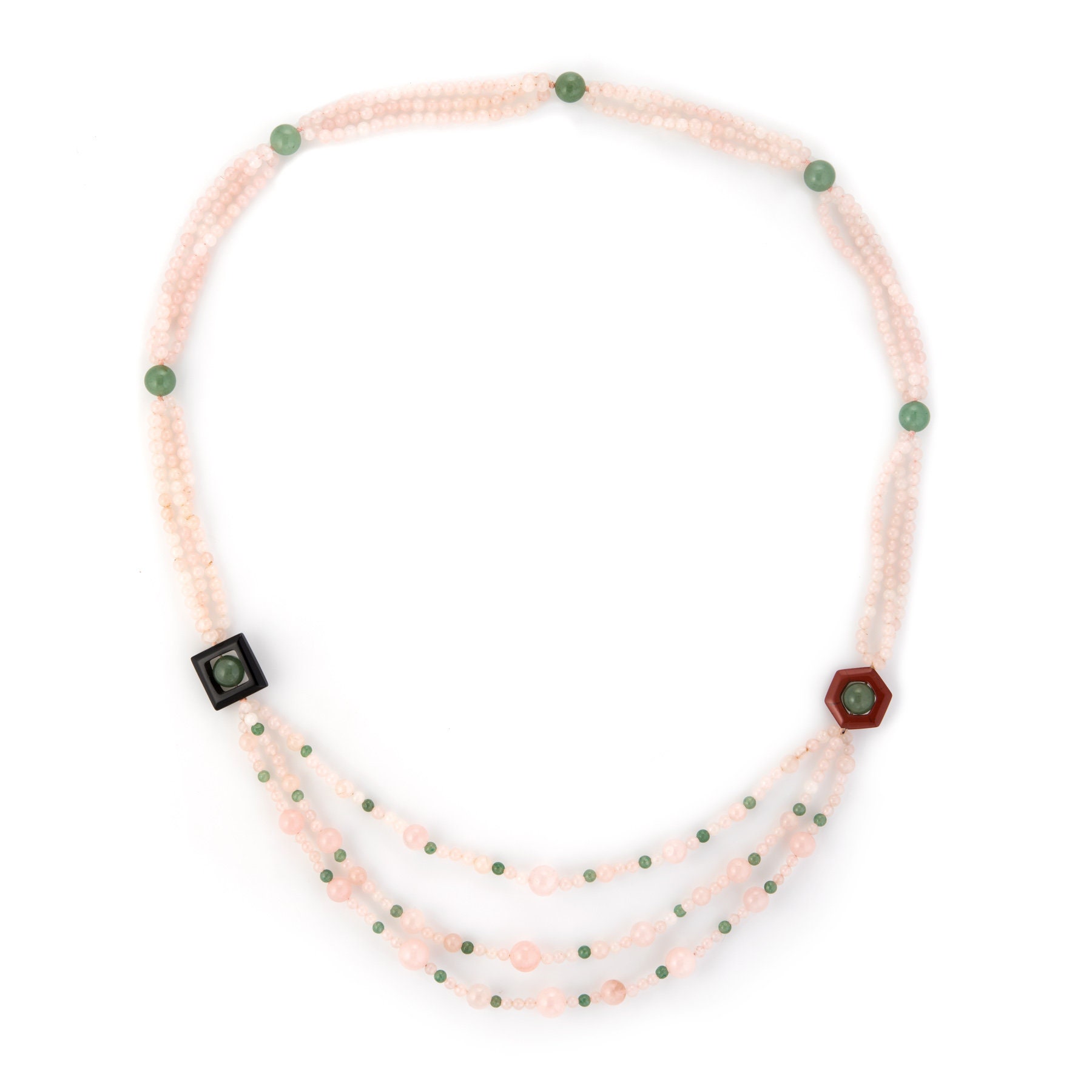 Rose Grün Quarz Onyx Achat Lang 32" Halskette Estate Vintage-Schmuck von SophieJaneJewels