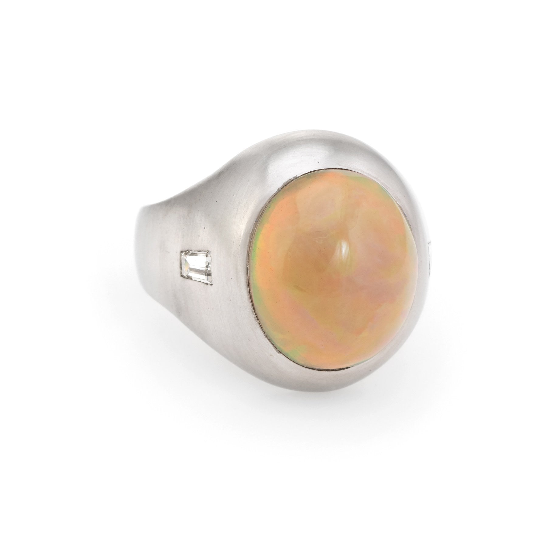Vintage Herren Natürlichen Opal Diamant Ring 14K White Gold Sz 9 Immobilien Schmuck Große Aussage Geschenk Für Ihn von SophieJaneJewels