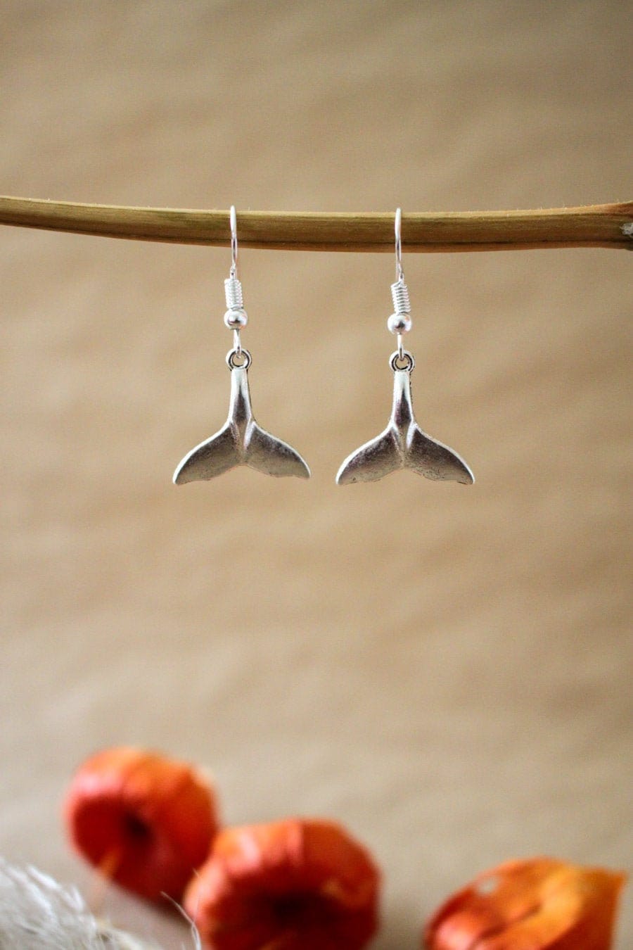 Walflosse Ohrringe in Silber Als Sommer Schmuck Wal Silber Meeres Flosse von Sophieilena