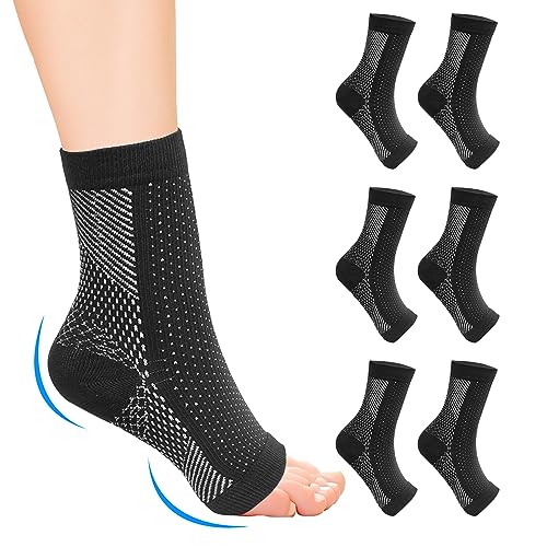 Sophisticate 6 Paar Nano Neuropathie Socken Knöchelbandage Sprunggelenk Fußbandage für Herren und Damen Kompressionssocken für Fussball Fitness Sport (Schwarzgold L-XL) von Sophisticate