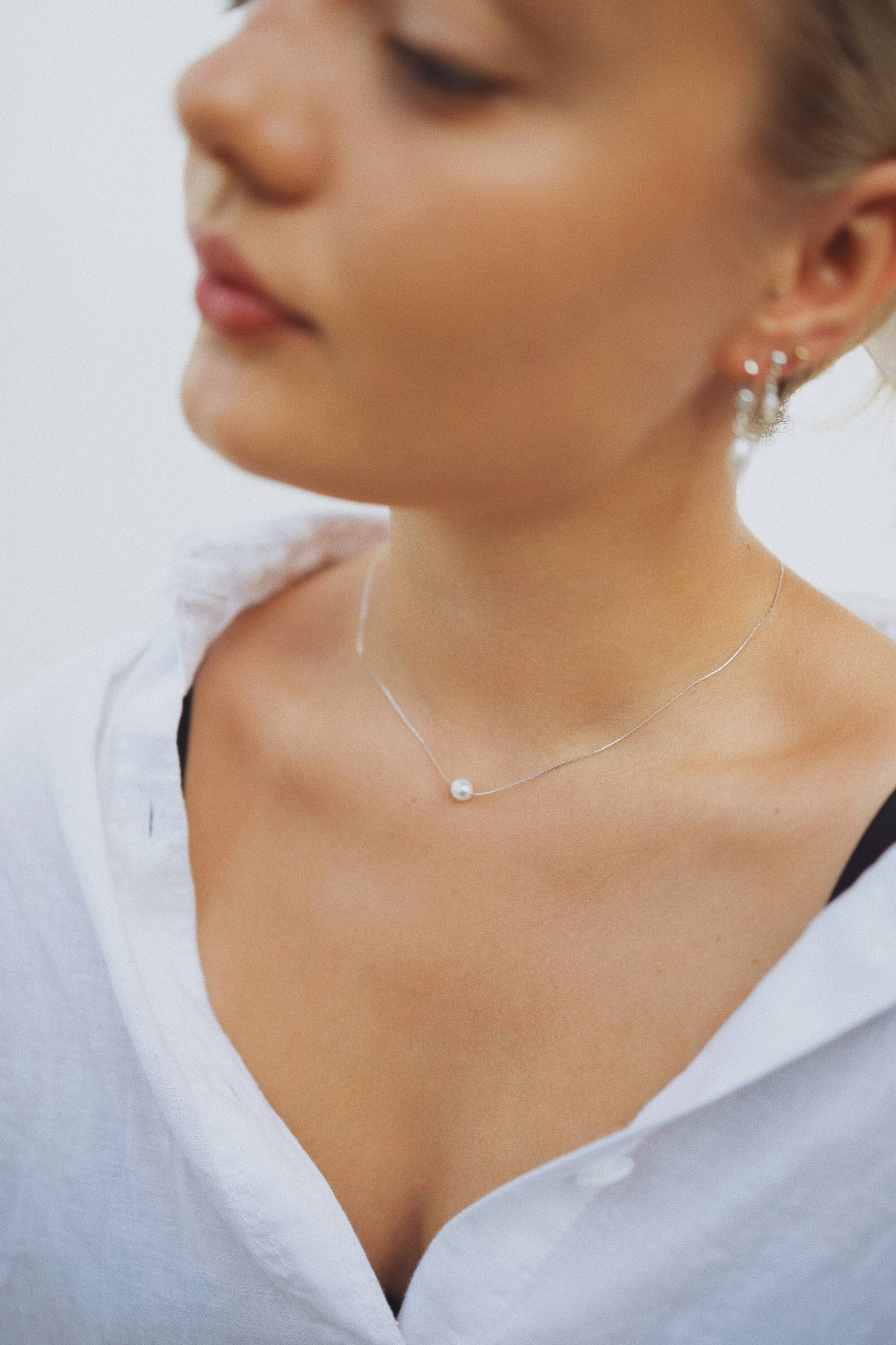 Sehr Feine Halskette Mit Süßwasserperle 925 Silber Belle von SophistiqueJewellery