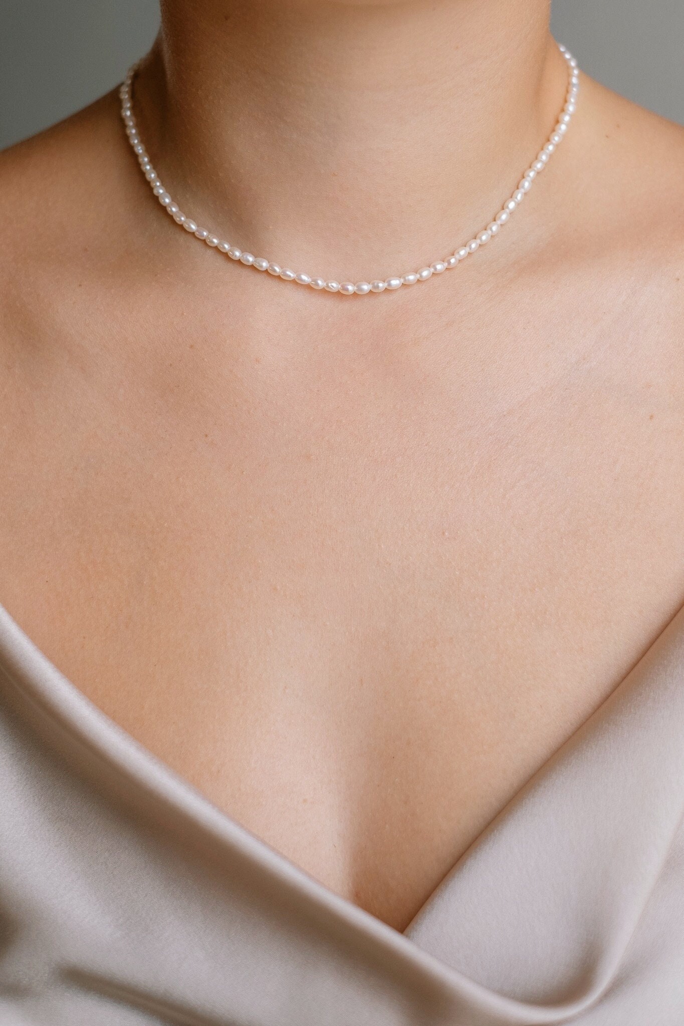 Zierliche Perlenkette Silber Süßwasserperlen 925 Linea von SophistiqueJewellery