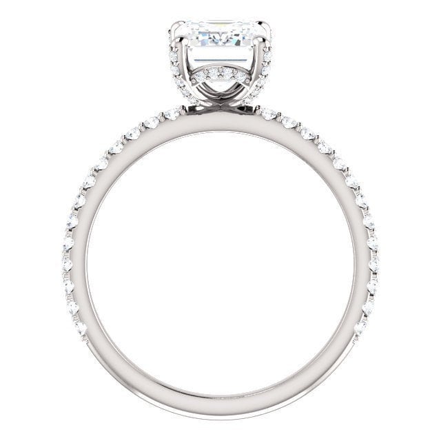 Versteckter Heiligenschein Charles Colvard Smaragd Moissanite Verlobungsring 14 Karat Weißgold, Unter Halo 8 X 6 Mm Ring, Invisible Ring von SopiaJewelry