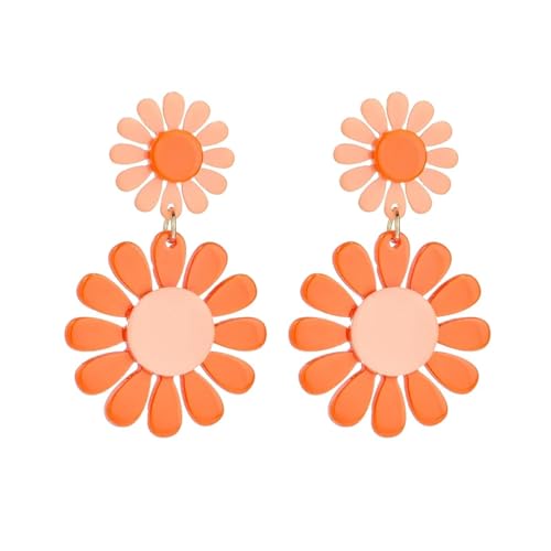 Ohrringe Ohrstecker Damen Schmuck Earringsacryl Orange Sonnenblume Blume Anhänger Ohrringe Für Frauen Sweet Girl Party Accessoires von Sopodbacker