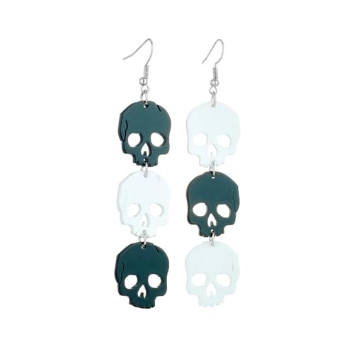 Ohrringe Ohrstecker Damen Schmuck Earringsacryl Schwarz Weiß Totenkopf Tropfen Ohrringe Für Frauen Mädchen Party von Sopodbacker