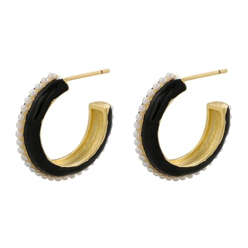 Ohrringe Ohrstecker Damen Schmuck Earringskleine Creolen Mehrfarbig Tropfend Öl Ohrstecker Strand Goldschwarz von Sopodbacker