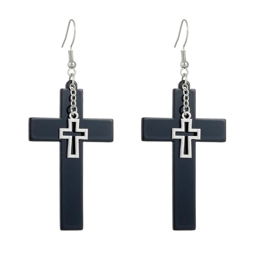 Ohrringe Ohrstecker Damen Schmuck Earringspunk Schwarzes Kreuz Anhänger Ohrringe Für Frauen Mädchen Acryl Party von Sopodbacker