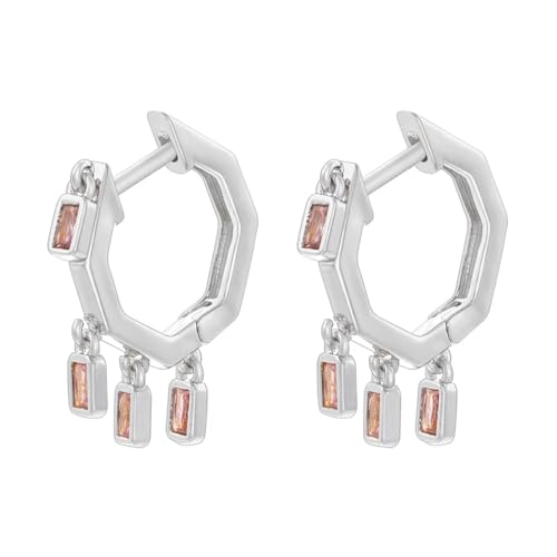 Ohrringe Ohrstecker Damen Schmuck Earringsquaste Kleine Quadratische Ohrringe Für Frauen Hochzeit Silberrosa von Sopodbacker