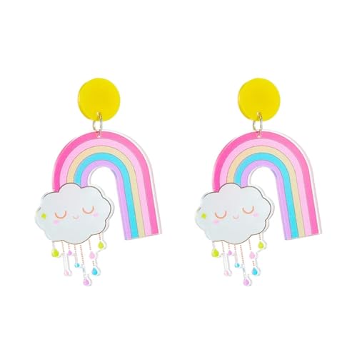 Ohrringe Ohrstecker Damen Schmuck Earringsregenbogen Lächeln Gesicht Wolken Tropfen Ohrringe Für Frauen Mädchen Acryl Ohr Party von Sopodbacker