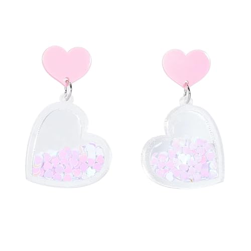 Ohrringe Ohrstecker Damen Schmuck Earringsschöne Rosa Herz Liebe Tropfen Baumeln Ohrringe Für Frauen Mädchen Acryl Party von Sopodbacker