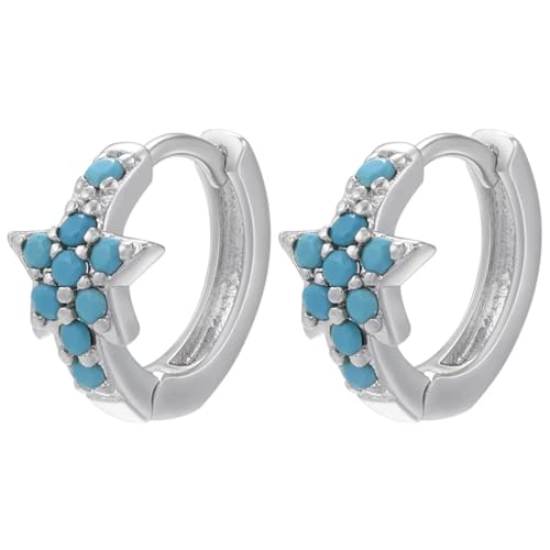 Ohrringe Ohrstecker Damen Schmuck Earringsstern Creolen Frauen Hochzeit Kleine Creolen Frauen Silberblau von Sopodbacker