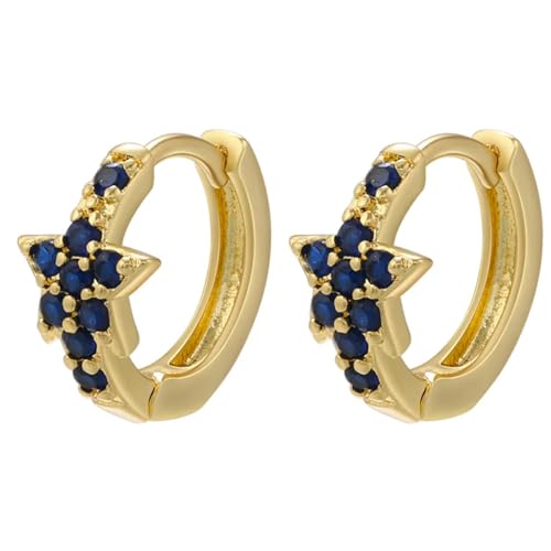 Ohrringe Ohrstecker Damen Schmuck Earringsstern Creolen Frauen Hochzeit Kleine Creolen Ohrringe Frauen Golddunkelblau von Sopodbacker