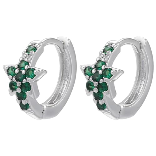 Ohrringe Ohrstecker Damen Schmuck Earringsstern Creolen Frauen Hochzeit Kleine Creolen Ohrringe Frauen Silbergrün von Sopodbacker