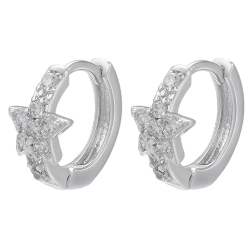 Ohrringe Ohrstecker Damen Schmuck Earringsstern Creolen Frauen Hochzeit Kleine Creolen Ohrringe Frauen Silberweiß von Sopodbacker