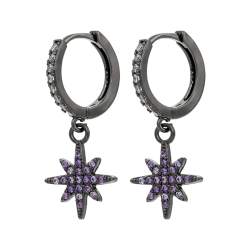 Ohrringe Ohrstecker Damen Schmuck Earringsstern Creolen Round Damen Tropfenohrring Schwarz Ohrring Schwarzlila von Sopodbacker