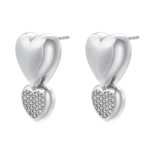 Ohrringe Ohrstecker Damen Schmuck Earringssweet Heart Creolen Herz-Ohrstecker Für Frauen Silberfarben von Sopodbacker