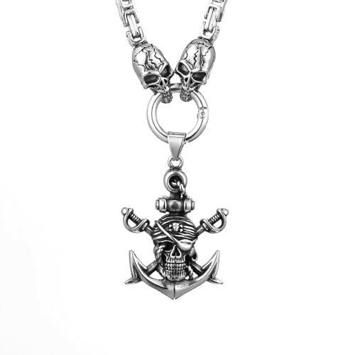Sopodbacker Halskette Ketten Schmuck Herren Frauen Anhänger Necklace Retro Ghost Head Anhänger Männer Und Frauen Party Geometrisch Punk Klassisch von Sopodbacker