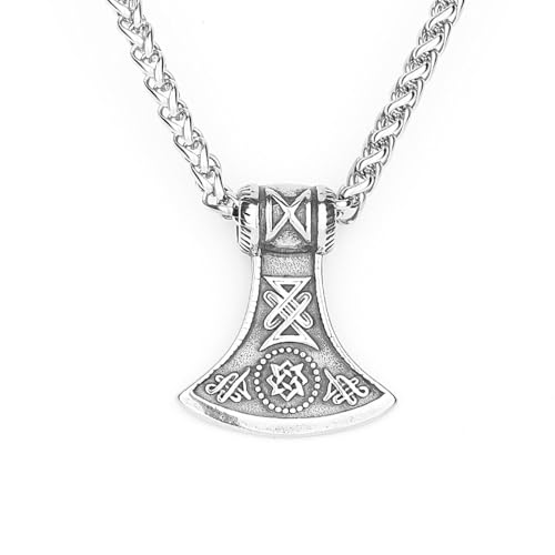 Sopodbacker Halskette Ketten Schmuck Herren Frauen Anhänger Necklace Wikinger Rune Anhänger Herren Und Damen Halskette Anhänger Retro Party Geometrie 配60Cm龙骨链 von Sopodbacker