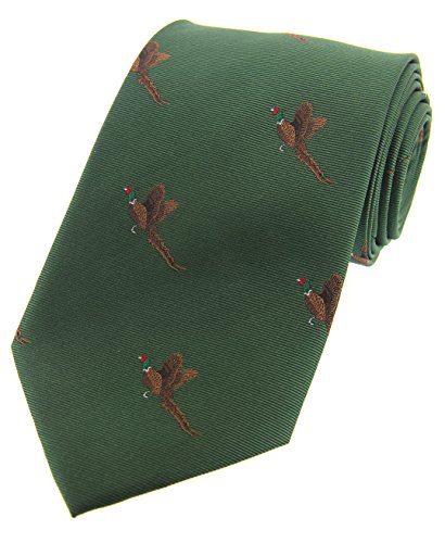 Soprano Green Flying Pheasants Country gewebte Seidenkrawatte, grün, Einheitsgröße von Soprano