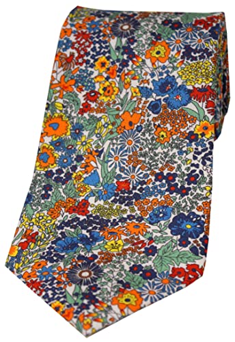 Soprano Posh and Dandy Design, bunte Blumenmuster, luxuriöse Seidenkrawatte, Mehrfarbig von Soprano