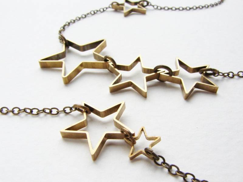 Mehrreihige Statementkette, Mehrere Sterne Lange Halskette, Moderne Boho Layering Statement Halskette Geschenk Für Sie von SoraDesignsBlack