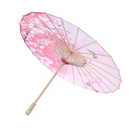 Regenschirm aus geöltem Papier, handgefertigter Regenschirm aus geöltem Papier Regenschirm aus chinesischem klassischem Tanz Winddicht Regenfester Sonnenschirm mit Massivholzgriff(Rosa) von Sorand