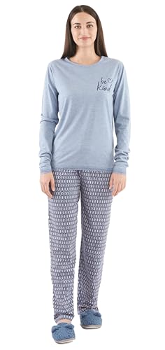 Sorbetto Damen gemütlicher Pyjama/Langer Schlafanzug in modernem Design, Langarm mit Print dunkelblau, Gr. L Sorbetto Damen gemütlicher Pyjama/Langer Schlafanzug in modernem Design, Langarm mit Print dunkelblau, Gr. L von Sorbetto