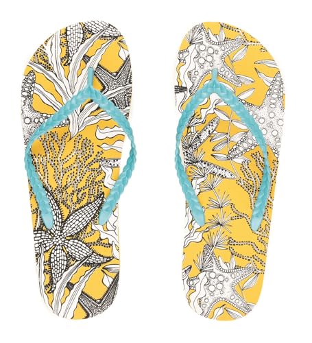 Sorbetto Damen modische Flip-Flops/Zehentrenner als bequeme Badeschuhe für den Strand und die Freizeit, Gelb Seesterne, Gr. 38-39 Sorbetto Damen modische Flip-Flops/Zehentrenner als bequeme Badeschuhe für den Strand und die Freizeit, Gelb Seesterne, Gr. 38-39 von Sorbetto