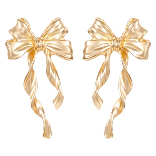 1 Paar Gold Ohrringe Set Schleife Goldene Ohrringe Ohrstecker Schleifen Schmuck Geschenke Earrings für Damen Frauen von Sorcristy