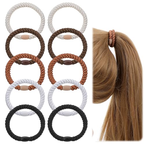 15 Stück Geflochtene Haargummis Damen Haarbänder Elastische Haargummi Armband Pferdeschwanzhalter Zopfgummi für Frauen Mädchen Dickes Glattes Lockiges Haar von Sorcristy