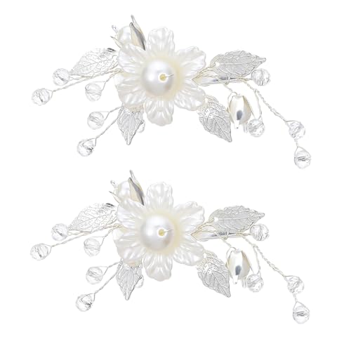 2 Stück Haarschmuck Hochzeit, Blumen Perlen Braut Haarnadeln, Haarschmuck Perlen, Haarnadeln Hochzeit Silber Für Frauen Mädchen, Für Braut Und Brautjungfer von Sorcristy