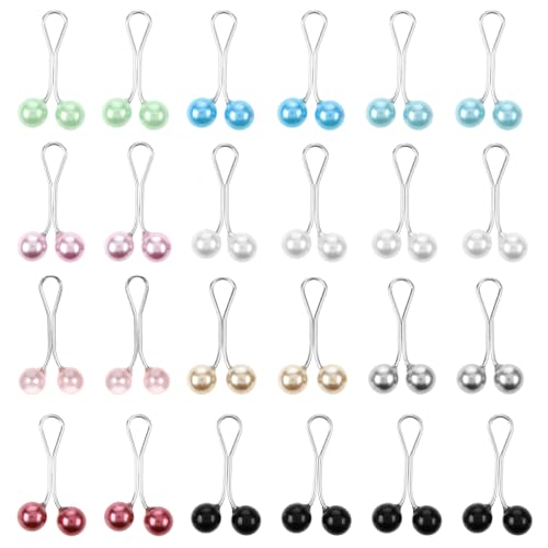 24 Stück Hijab Pins U-förmiger Clip Dekorationsclip Sicherheitsnadeln 10 Farben Schal Perle Pins Kopftuch-Perlennadeln Ausschnitt Verkleinern Kleid Brosche für Damen Schal Schalclips von Sorcristy