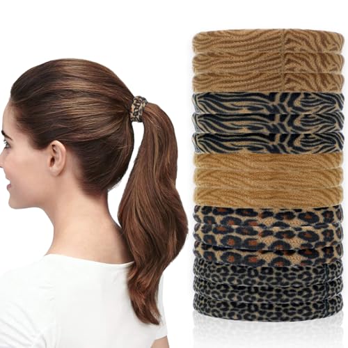 40 Stück Leopardenmuster Haargummis Damen, Haarband Elastisch Scrunchie Zopfgummi Weiche Haargummi Schwarz Pferdeschwanz Haarschmuck für Mädchen Frauen Dickes Lockiges Glattes Haar von Sorcristy