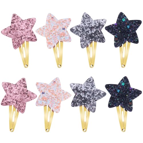 8 Stück Stern Haarspangen Mädchen Haarclips Star Hair Clips Glitzer Haarspange Spangen Bunt Funkelnder Haarschmuck Glitzernde Haarklammern für Frauen Mädchen Party Geburtstag Geschenk von Sorcristy