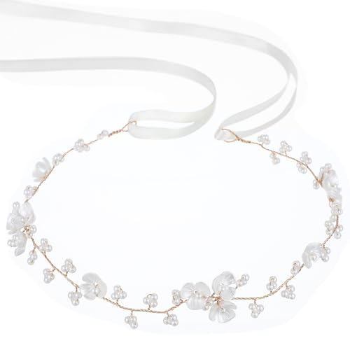 Haarschmuck Kommunion Mädchen, Haarschmuck Für Blumenmädchen, Perlenkopfschmuck Mädchen, Prinzessin Blumenkranz Haare, Braut Hochzeit Accessoires Für Geburtstag Party von Sorcristy