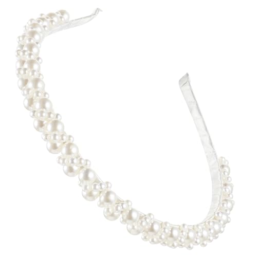 Perlen Haarreif Weiß Haarschmuck Brautstirnband Haarreif Hochzeit Kunstperlen Haarbänder Stirnband Kopfschmuck für Frauen Mädchen Brautkleider Röcke Hochzeitsfrisuren von Sorcristy