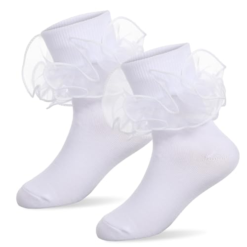 Sorcristy Rüschen Socken, Elegante Spitzen Söckchen, Süße Lacs Kurze Rüschensöckchen, Komfortable Baumwoll Knöchelsocken Für Frauen Und Mädchen von Sorcristy
