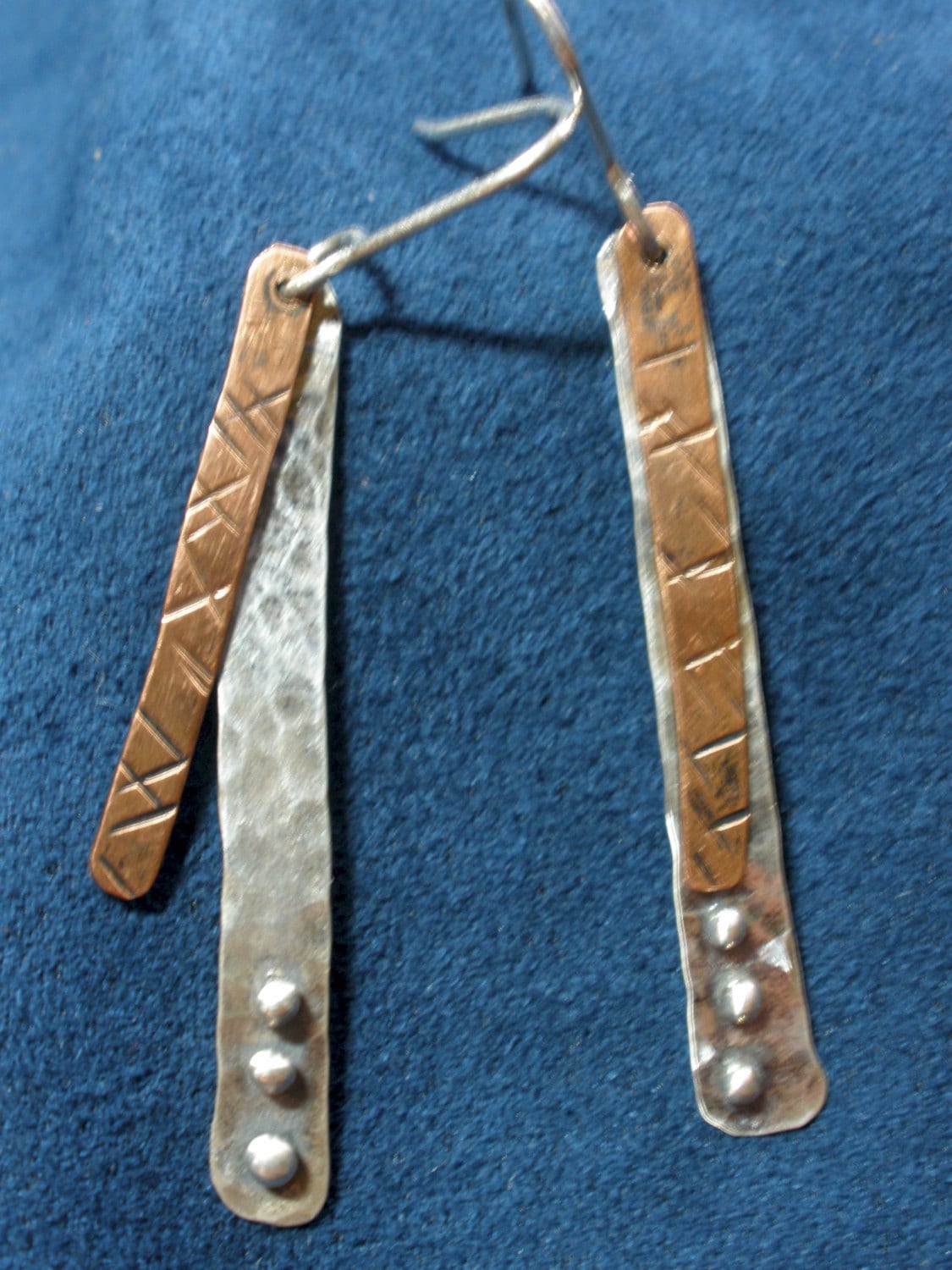 Ohrringe Sterling Silber Und Kupfer Flach Ohrringe Sterling Silber Und Kupfer Flach von SoreThumbSilver