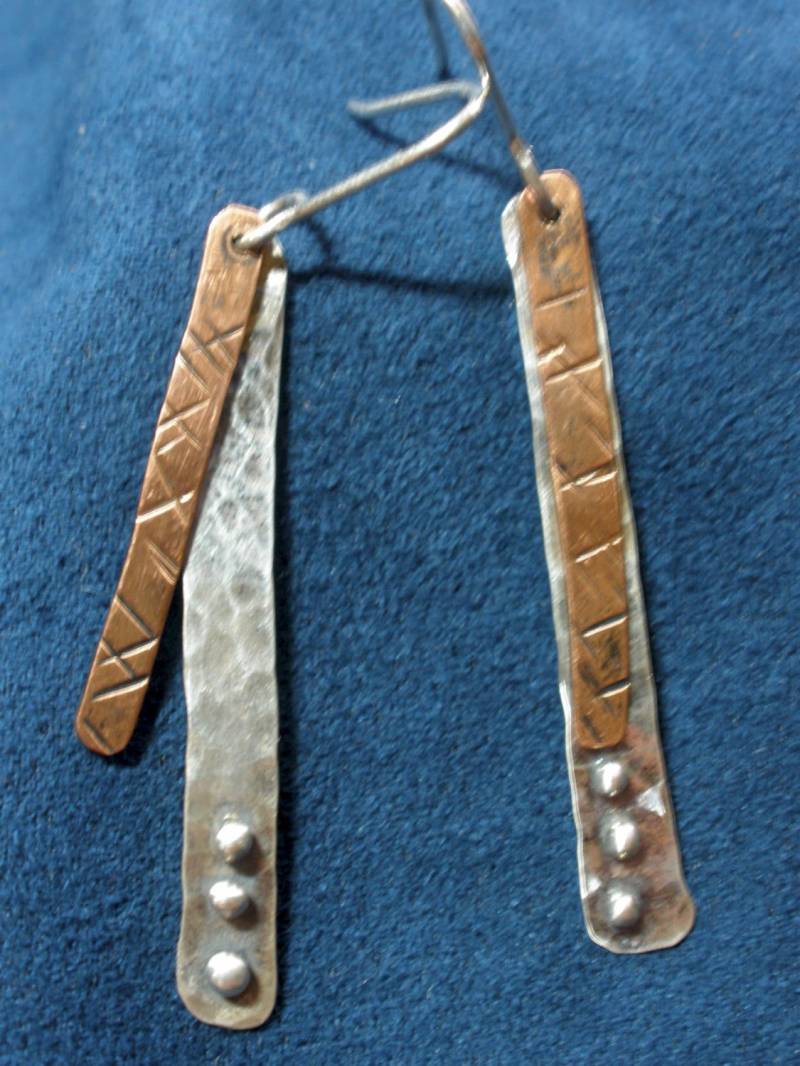 Ohrringe Sterling Silber Und Kupfer Flach Ohrringe Sterling Silber Und Kupfer Flach von SoreThumbSilver