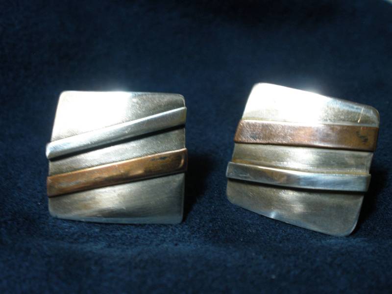 sterling Silber Rechteck Mit Kupfer Und Onlay Ohrringe sterling Silber Rechteck Mit Kupfer Und Onlay Ohrringe von SoreThumbSilver