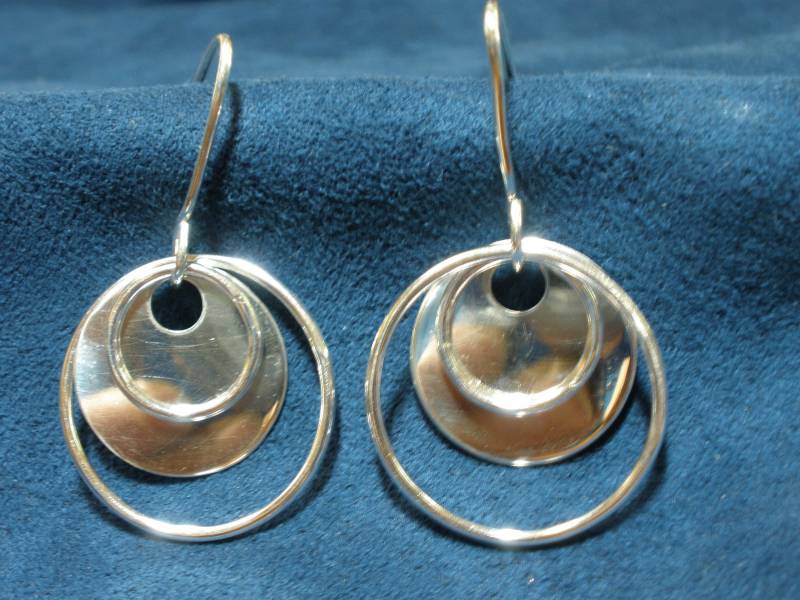 sterling Silber Scheibe Und Zwei Creolen sterling Silber Scheibe Und Zwei Creolen von SoreThumbSilver