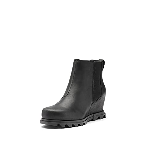 SOREL Women's Joan of Arctic Wedge III Chelsea Boot — Black, Sea Salt — Waterproof Leather Wedge Boots — Size 6 von Sorel