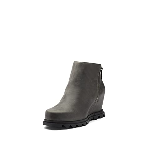 SOREL Women's Joan of Arctic Wedge III Zip Boot — Quarry, Black — Waterproof Leather Wedge Boots — Size 10 von Sorel